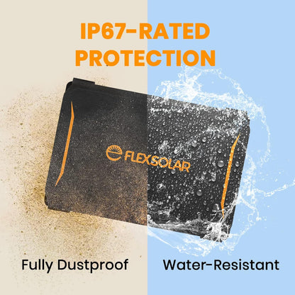FlexSolar 10W Portable Solar Panels Charger 5V USB Small Foldable IP67 Waterproof Power Emergency Camping Backpacking Hiking for Phones iPads Power Banks - PuriLite