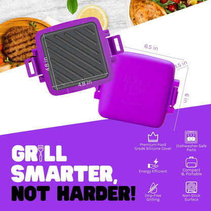 Micro Grill | Microwave Sandwich Maker - Grilled Cheese Sandwich Maker - Munchy - Toastie Maker- Panini Press - Travel Sandwich Maker (Purple) - PuriLite