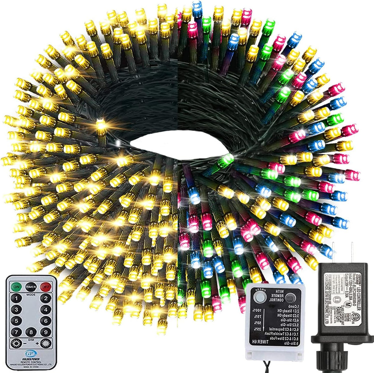 Haili Halloween Lights Outdoor, 105 FT 300 LED Halloween String Lights with Memory Function, Plug in 8 Mode String Lights for Halloween,Christmas,Party, Patio, House Decoration (Purple Orange) - PuriLite