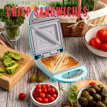 PREMIUS Ceramic NonStick Mini Snack Sandwich Maker, Indicator Light, 5x4.4 Inch Mold, Great for French Toast, Tuna Melt, Egg & Grilled Cheese, Pancake Sandwich, Desserts, Toasties, 520 W (Red) - PuriLite