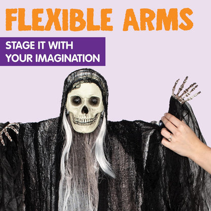 JOYIN 3 Pack Hanging Halloween Skeleton Ghosts Decorations, Grim Reapers for Best Halloween Outdoor Decorations - PuriLite