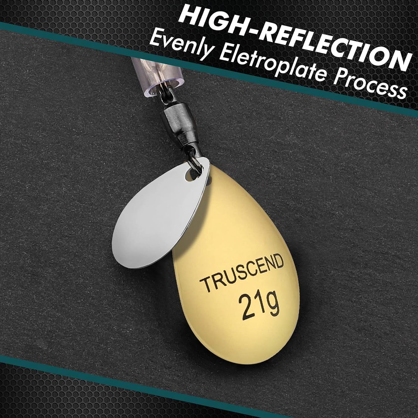 TRUSCEND Fishing Spinners with Unique Double Spoons, Nano-Plated Rooster Tail Fishing Lures with Copper Body & Blade, Great Action Blade Bait for Bass Trout Walleye, Freshwater Ice Fishing Jigs - PuriLite
