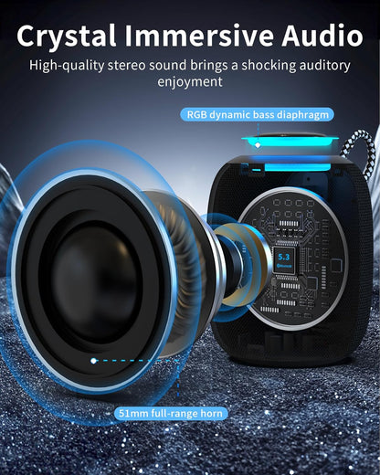 Oraolo Bluetooth Speaker, IPX7 Waterproof Portable Bluetooth Speaker with 16W Immersive Audio, 30H Playtime, LED Light, Bluetooth 5.3, Support TWS, Wireless Speakers for Outdoor Camping Home - PuriLite