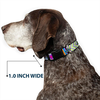 Buckle-Down PC-W21909-M Dog Collar Plastic Clip Buckle, 1"x11"-17", Star Black/White - PuriLite