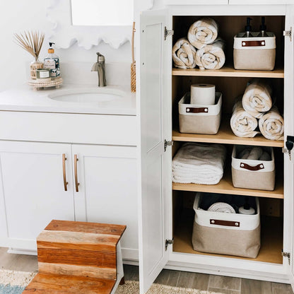 OrganiHaus Large Fabric Storage Baskets for Shelves 3 Pack, 15x11in Closet Storage Bins for Shelves, Cloth Baskets, Fabric Storage Cubes, Linen Closet Organizers, Fabric Basket, White Basket - PuriLite