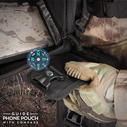 WYNEX Tactical Compass Phone Pouch, Large Molle Smartphone Holster Case Double Capacity Small Utility EDC Pouch with Compass Buckle and Carabiner - PuriLite