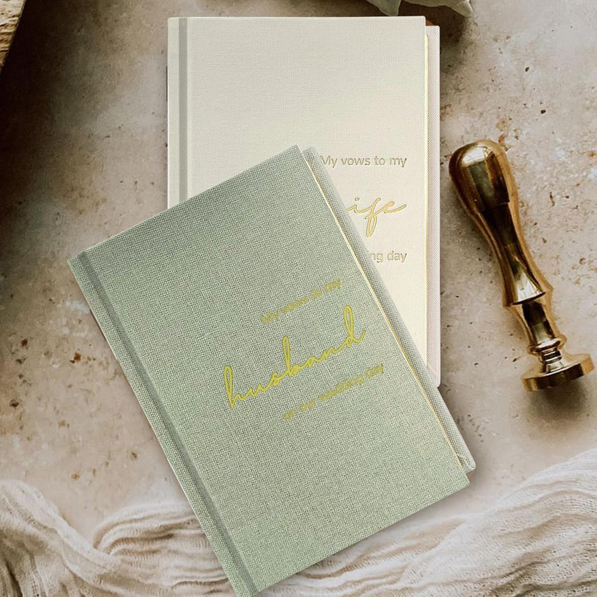 WeddingGiftsWedding Vow Books His and Hers Soft Touch Gold Foil Engraving Vow Books Wedding Essentials Wedding Accessories(TR-HH-Black) - PuriLite