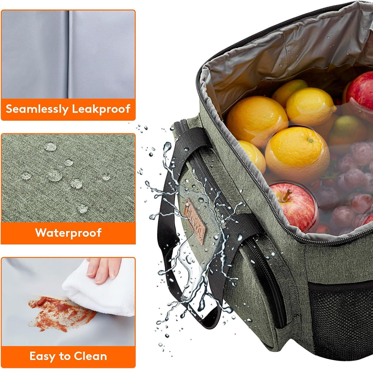 Lifewit Large Lunch Bag for Adults, 24-Can 15L Insulated Lunch Box Leakproof Soft Cooler Cooling Tote for Men Women, Waterproof Reusable Cooler Bags for Work Office Outdoor Picnic Camping, Black - PuriLite