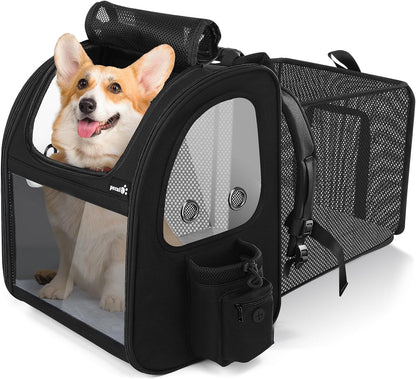 Pecute Pet Carrier Backpack, Dog Carrier Backpack Expandable with Breathable Mesh for Pets ＜6kg, Pet Backpack Carrier for Hiking Travel Camping Outdoor - PuriLite