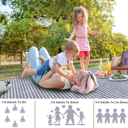 SAMSIER Large Outdoor Picnic Blankets Waterproof Foldable, Beach Blanket Sandproof Portable, Cute Picnic Mat Washable (Navy Blue, 60"×80") - PuriLite