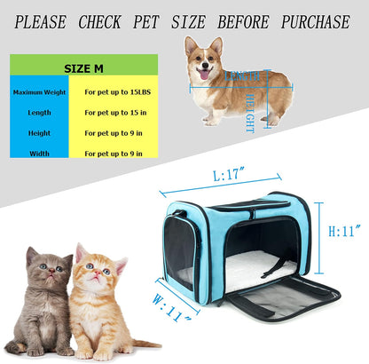 NextFri Soft Sided Carrier for Cats Dogs,TSA Airline Approved Collapsible Travel Pet Carrier (Magenta, Medium) - PuriLite