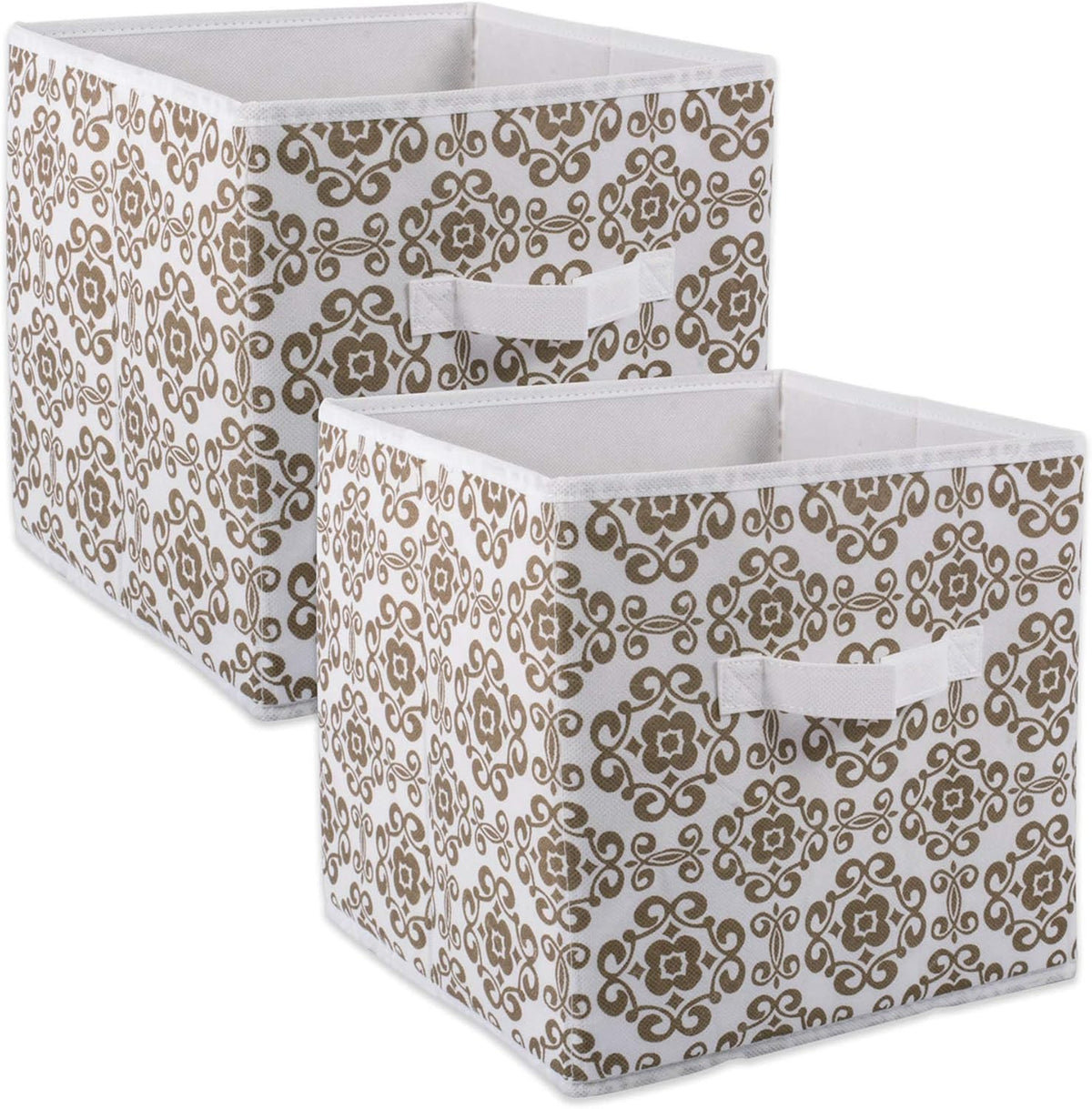 DII Foldable Fabric Storage Containers for Nurseries, Offices, Closets, Home Decor, Cube Organizers & Everyday Storage Needs, (Large - 11 x 11 x 11) Scroll Nautical Blue - Set of 2 - PuriLite