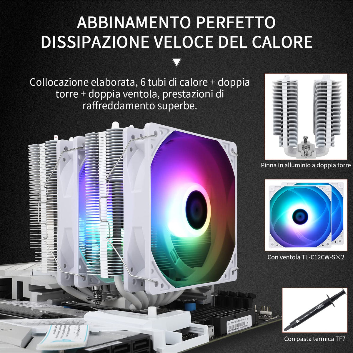 Thermalright Peerless Assassin 120 SE Black CPU Cooler, 6 Heat Pipes AGHP Technology, Dual 120mm PWM Fans, 1550RPM Speed, for AM4/AM5 and Intel LGA 1700/1851/115X/1200,Computer CPU Cooling - PuriLite