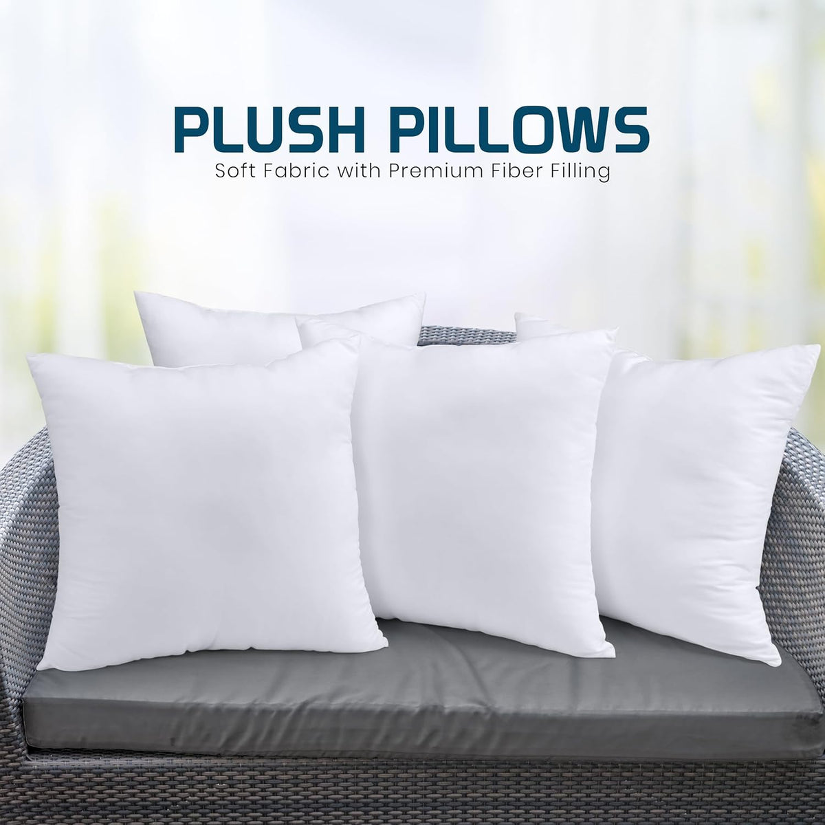 Utopia Bedding Throw Pillows (Set of 4, White), 18 x 18 Inches Pillows for Sofa, Bed and Couch Decorative Stuffer Pillow - PuriLite