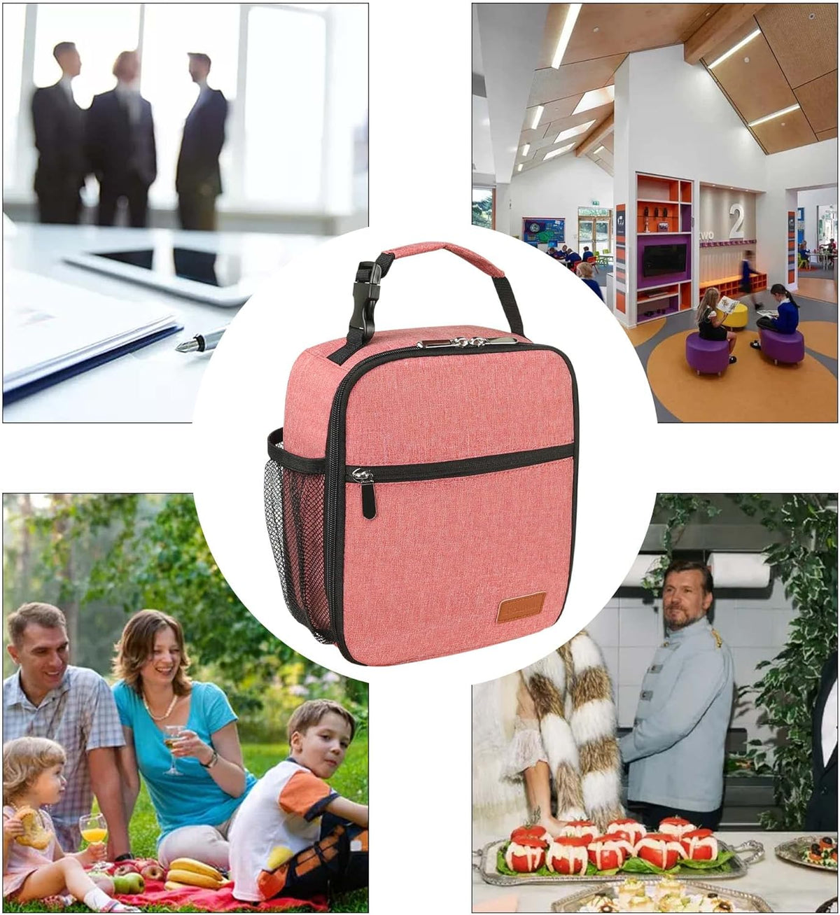 Lunch Box for Men Women Adults Small Lunch Bag for Office Work Picnic - Reusable Portable Lunchbox, Black - PuriLite
