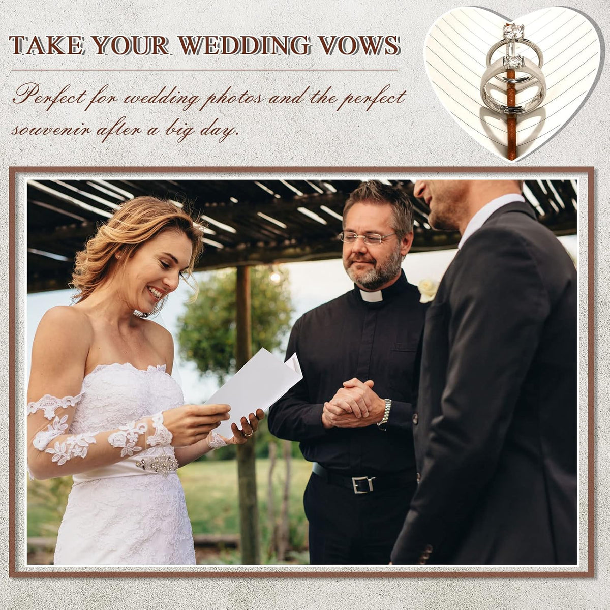 2 Pcs Wedding Vow Books His and Hers Vow Books Vow Notebook for Wedding Vows Journal Wedding Day Officiant Book 5.9 x 3.9 Inch, Bridal Shower Gifts, Wedding Keepsake, 50 Pages/Pcs (White, Brown) - PuriLite