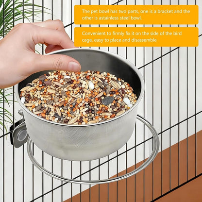 Bird Food Bowl 2-Piece Spill-Proof Pet Supplies Bird Feeding & Watering Supplies for Cage for Pigeon Small Animal Chicken Chinchilla Mouse Indoor Coops Aviaries