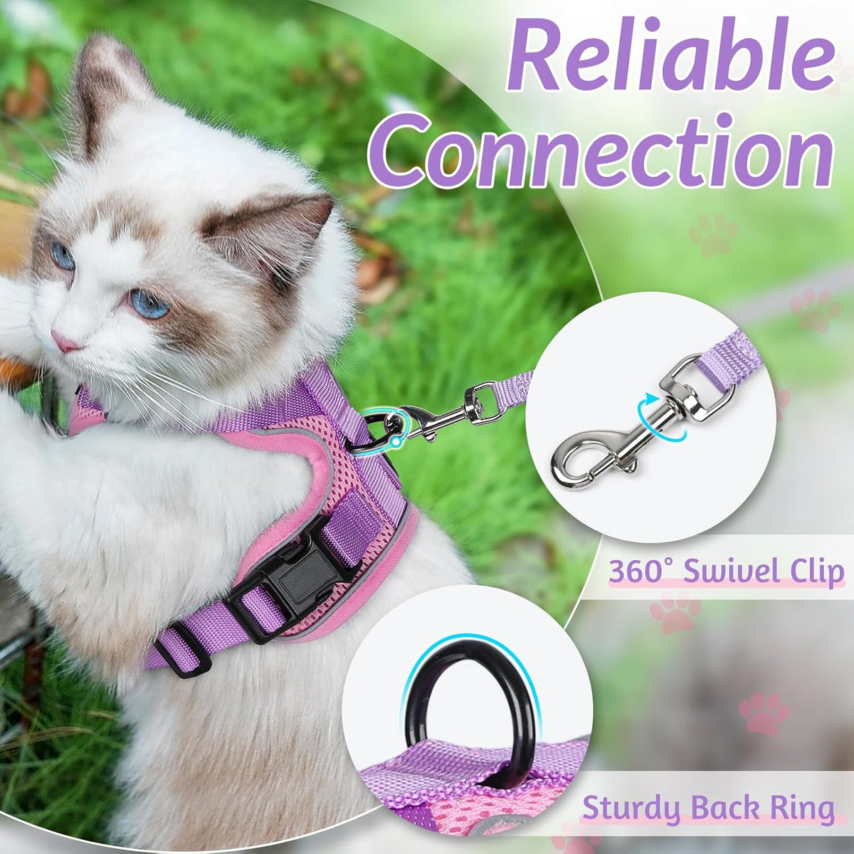 rabbitgoo Cat Harness and Leash for Walking, Escape Proof Soft Adjustable Vest Harnesses for Small Medium Cats, Easy Control Breathable Reflective Strips Jacket, XS, Black - PuriLite