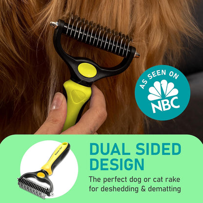 Maxpower Planet Pet Grooming Brush - Double Sided Shedding, Dematting - Undercoat Rake for Dogs - Dog Grooming Brush - Deshedding Brush for Dogs - Dog Brush, Cat Brush, Reduce Shedding by 95%, Black - PuriLite