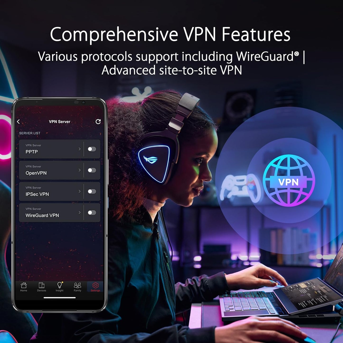 ASUS ROG Rapture WiFi 6E Gaming Router (GT-AXE16000) - Quad-Band, 6 GHz Ready, Dual 10G Ports, 2.5G WAN Port, AiMesh Support, Triple-Level Game Acceleration, Lifetime Internet Security, Instant Guard - PuriLite