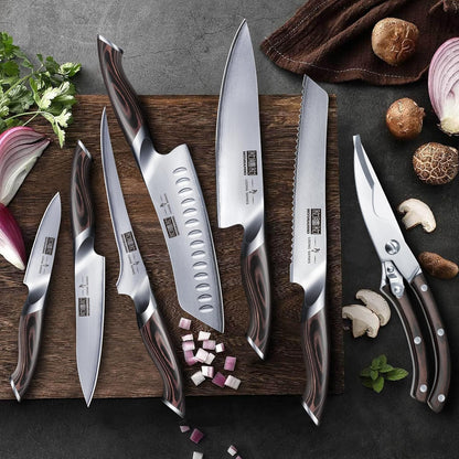 HOSHANHO 16-Piece Knife Set, Japanese High Carbon Stainless Steel Kitchen Knife Set, Ultra Sharp Chef Knife Block Set with Sharpener - PuriLite