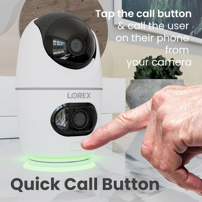 Lorex 2K Dual Lens Indoor Pan-Tilt Wi-Fi Security Camera (32GB)