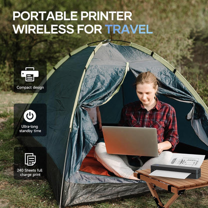 iDPRT Portable-Printer Wireless for Travel, 203DPI Inkless-Small-Thermal-Printer for Home Use, Office, Vehicles, Mobile Bluetooth Printer Supports 8.5" x 11" US Letter&A4&A5, for Smartphone & PC - PuriLite