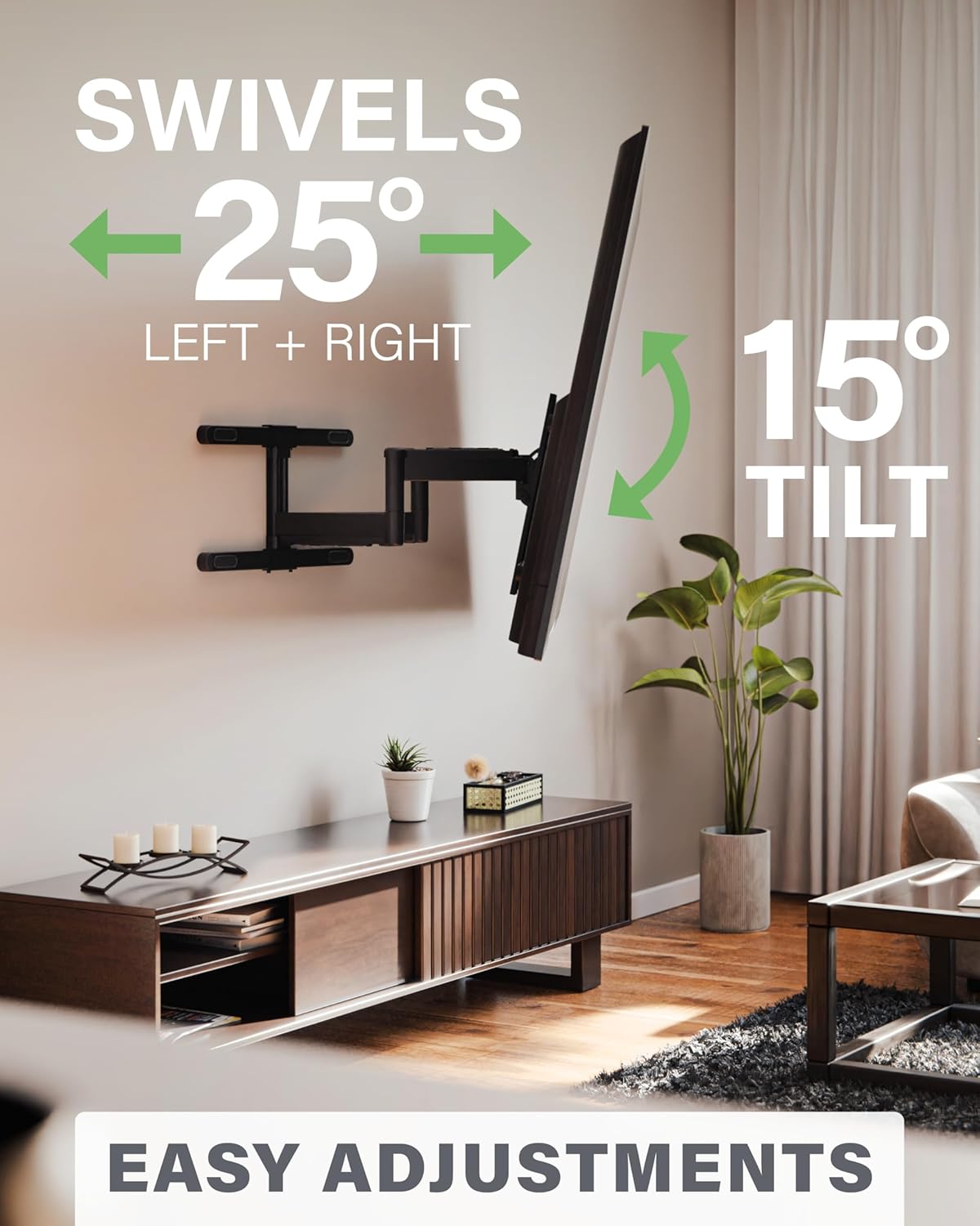 All-New, Made for Amazon Universal Large Full-Motion TV Wall Mount for Amazon Fire TV Smart TVs 42” to 90” - PuriLite