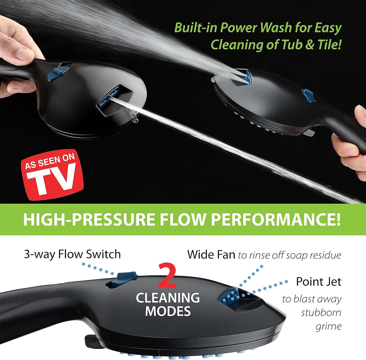 Purilite Select 8-Setting Handheld Shower Head – High Pressure, Self-Cleaning, Total Shower Hygiene System - PuriLite