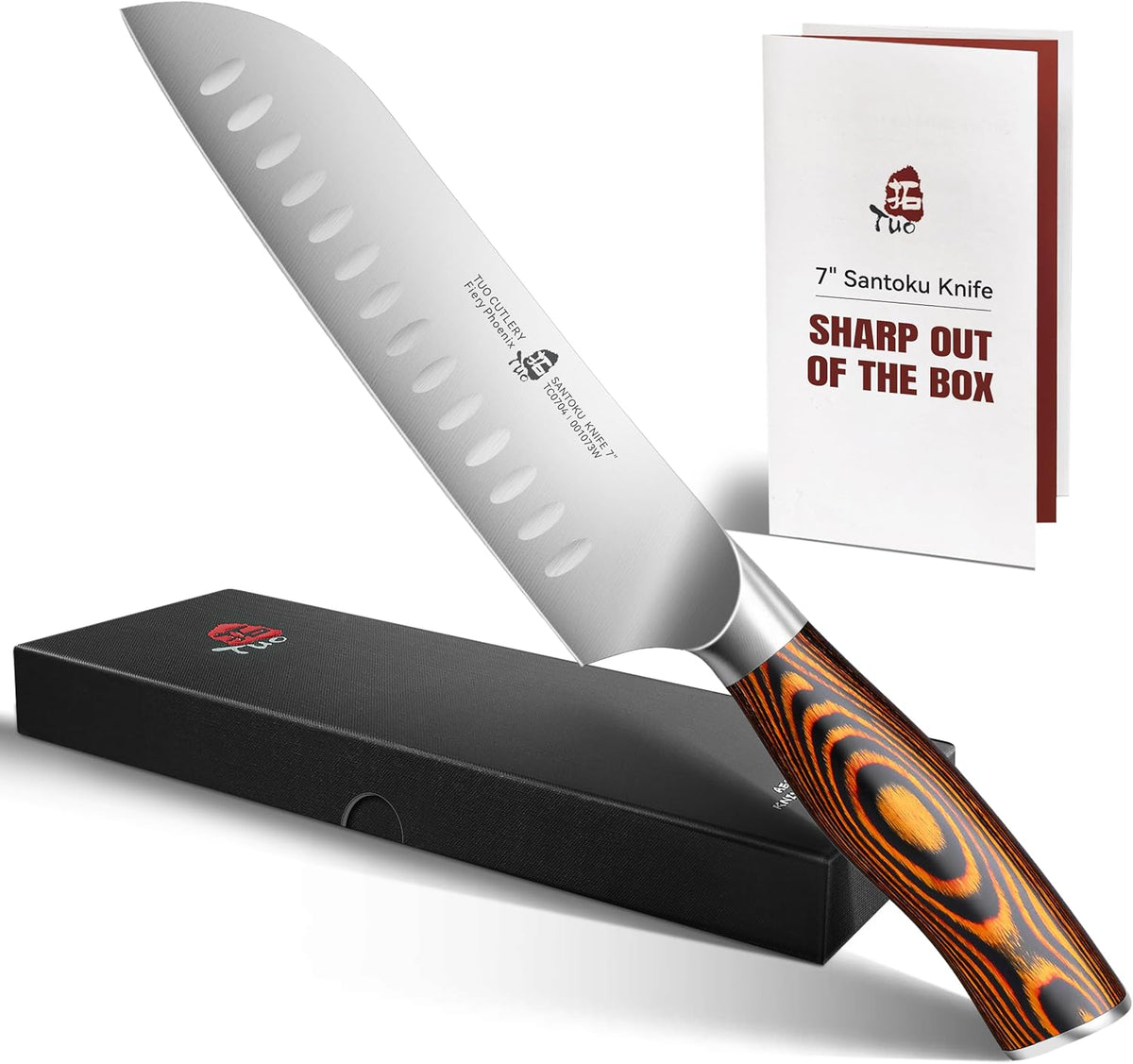 TUO Boning Knife - Razor Sharp Fillet Knife - High Carbon German Stainless Steel Kitchen Cutlery - Pakkawood Handle - Luxurious Gift Box Included - 7 inch - Fiery Phoenix Series - PuriLite