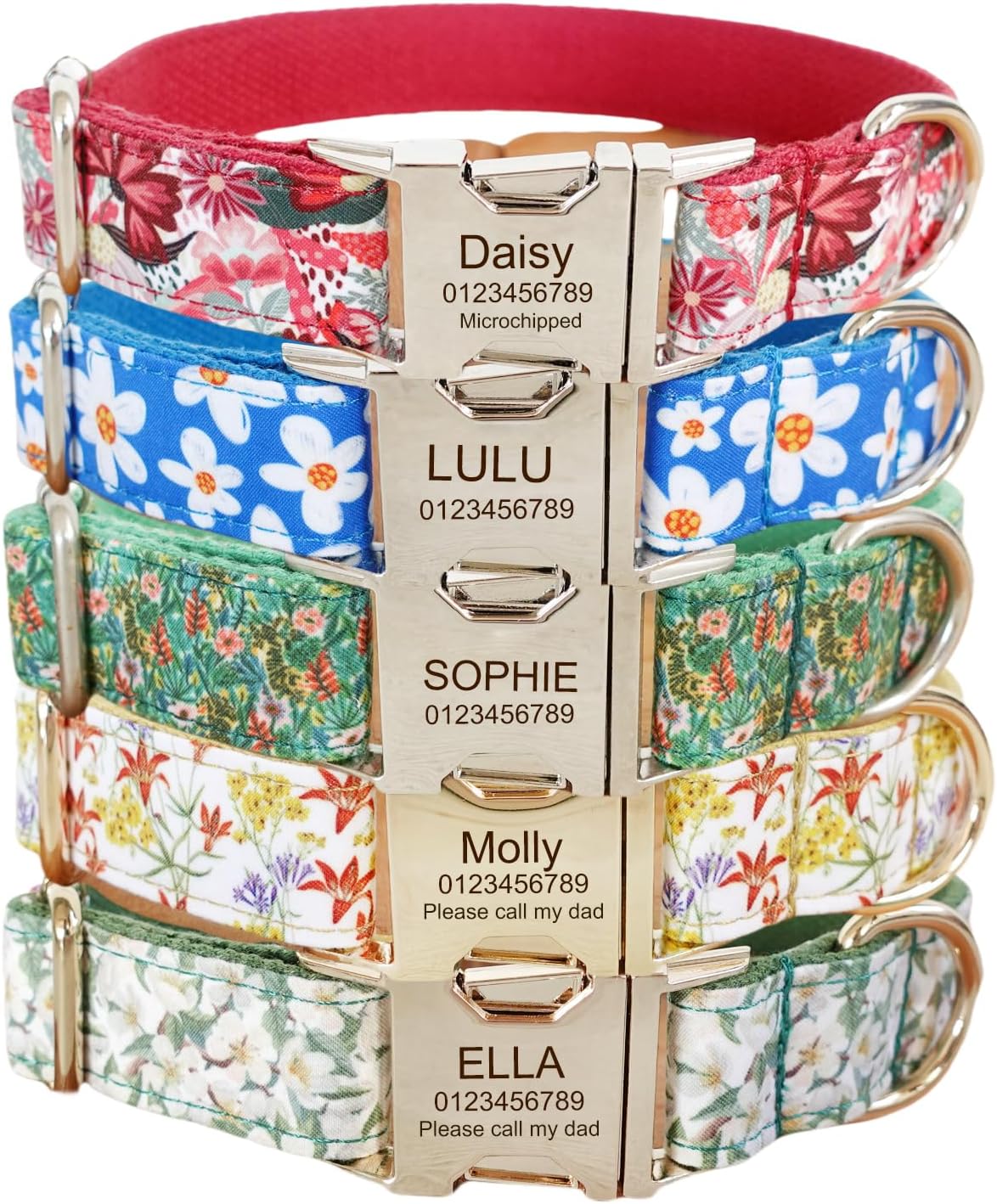 Custom Engraved Dog Collar with Name and Phone Number, Personalized for Small, Medium, and Large Dogs (Plaid) - PuriLite