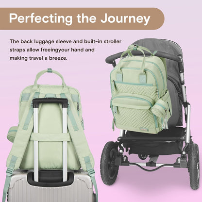 Diaper Bag Backpack, iniuniu Large Baby Bags with Diaper Pouch, Washable Changing Pad, Pacifier Case and Stroller Straps - PuriLite