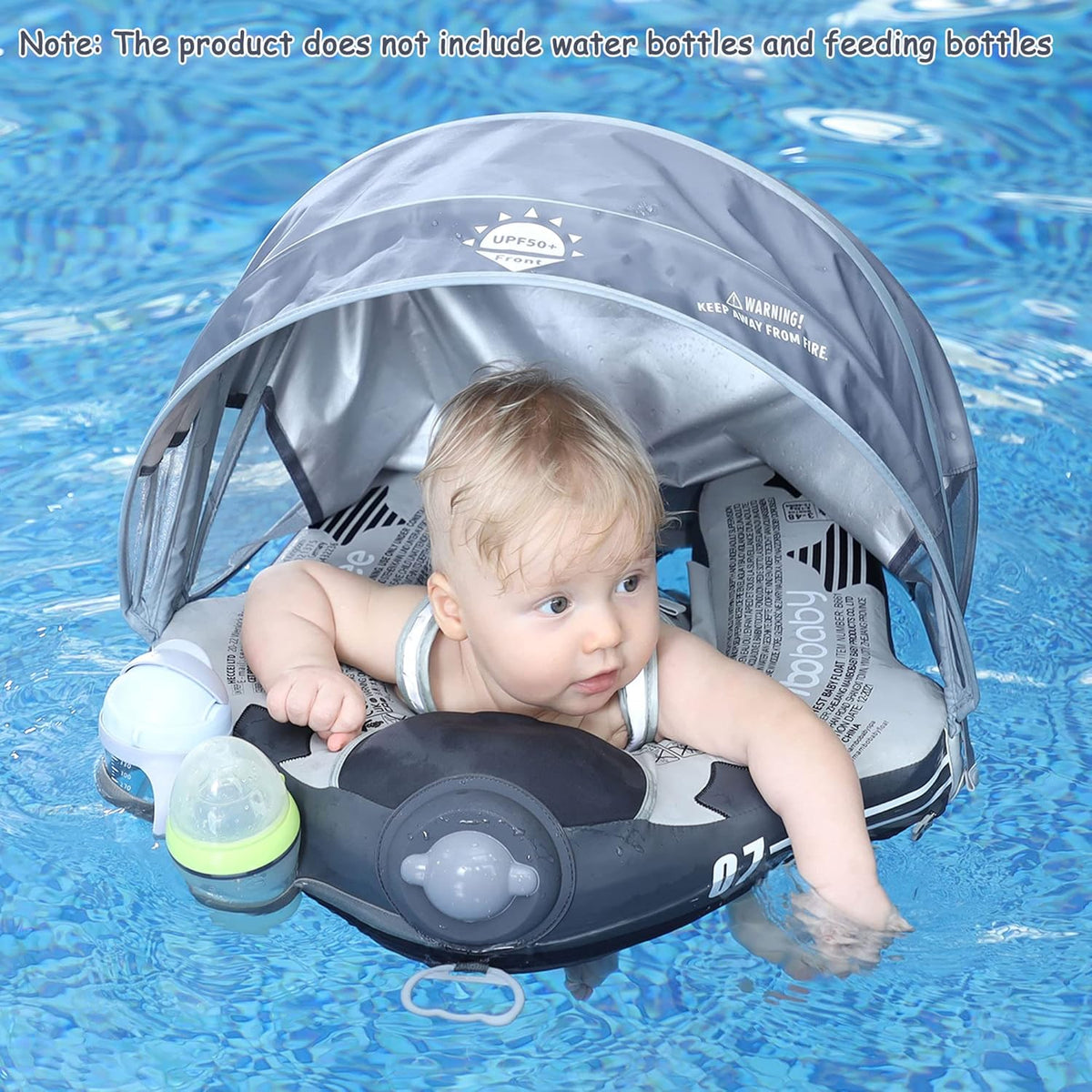 Mambobaby Baby Swim Float with Canopy, Non-Inflatable Solid Baby Float, Upgrade Soft Skin-Friendly Material Infant Swim Float - PuriLite