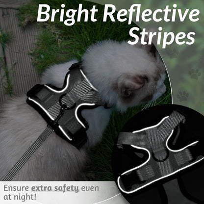 rabbitgoo Cat Harness and Leash for Walking, Escape Proof Soft Adjustable Vest Harnesses for Small Medium Cats, Easy Control Breathable Reflective Strips Jacket, XS, Black - PuriLite