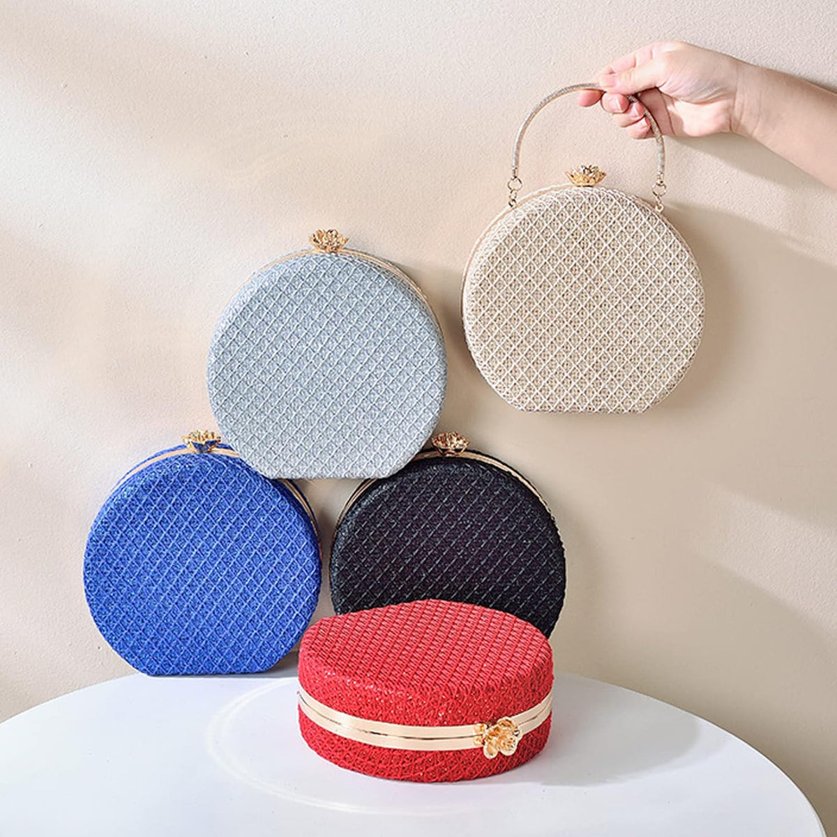 CORIOS Women's Evening Handbags Luxury Round Clutch Purse Shoulder Bag with PU Leather - PuriLite