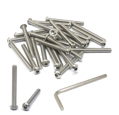 iexcell 50 Pcs M6 x 20mm Thread Pitch 1 mm Stainless Steel 304 Hex Socket Button Head Cap Screws Bolts Kit - PuriLite
