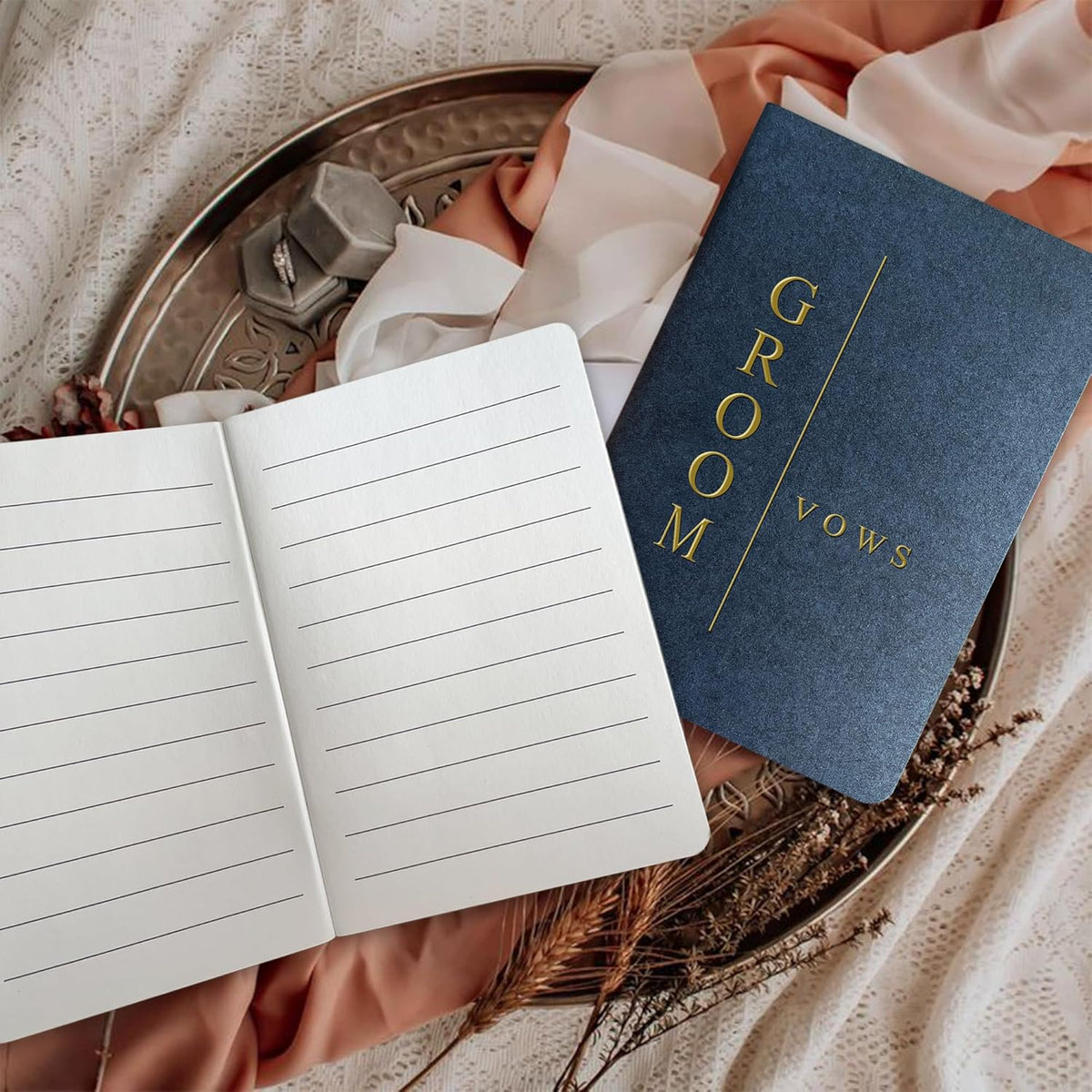 WeddingGiftsWedding Vow Books His and Hers Soft Touch Gold Foil Engraving Vow Books Wedding Essentials Wedding Accessories(TR-HH-Black) - PuriLite