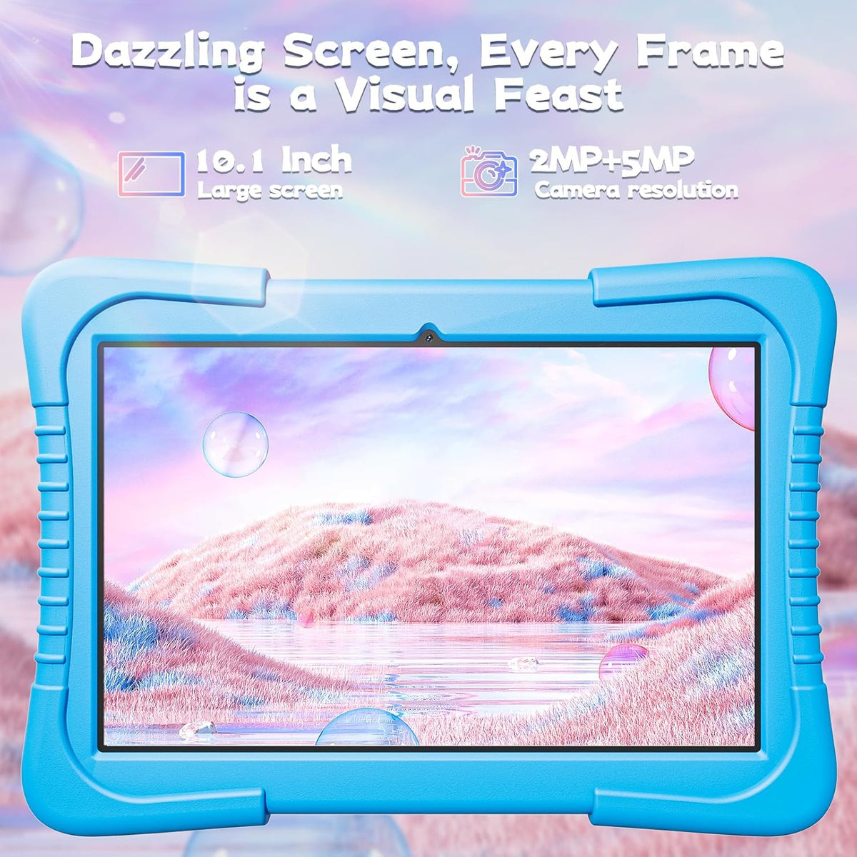 SGIN 10 Inch Tablet, 4GB RAM 128GB ROM, Android 13 Tablet, Octa-Core 2.0Ghz Processor, 1280 * 800 IPS, 2MP+8MP Camera, 6000mAh, GPS, WiFi, Bluetooth (Blue) - PuriLite