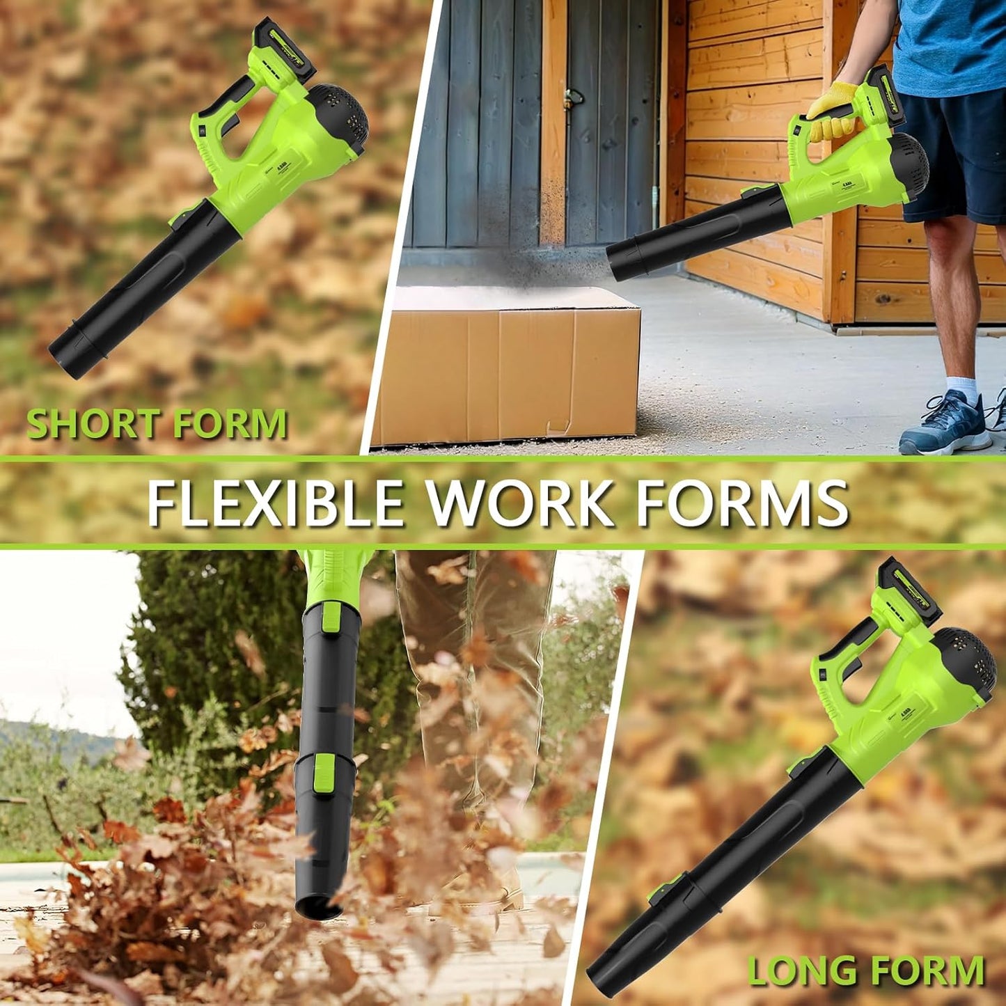 GREENER 21V Leaf Blower Cordless - 460CFM/145MPH Turbo Mode Electric Leaf Blower with 2 X 4.0Ah Battery and Fast Charger Included, Blowing Leaves and Dust, Patio Cleaning - PuriLite