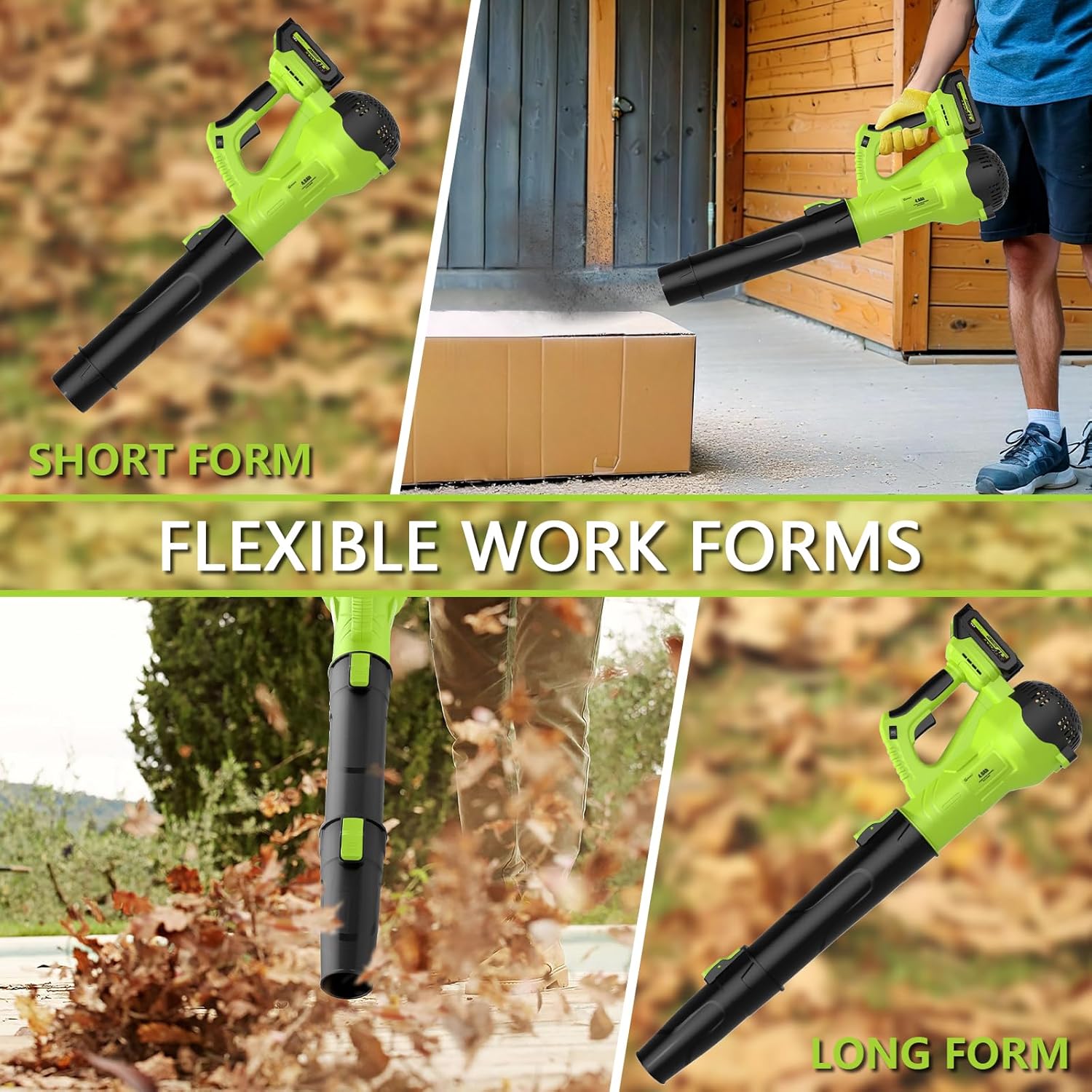 GREENER 21V Leaf Blower Cordless - 460CFM/145MPH Turbo Mode Electric Leaf Blower with 2 X 4.0Ah Battery and Fast Charger Included, Blowing Leaves and Dust, Patio Cleaning - PuriLite