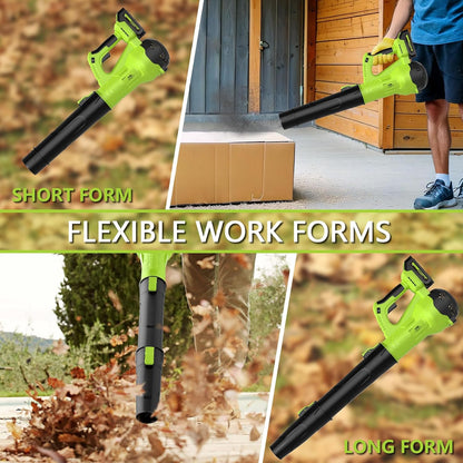 GREENER 21V Leaf Blower Cordless - 460CFM/145MPH Turbo Mode Electric Leaf Blower with 2 X 4.0Ah Battery and Fast Charger Included, Blowing Leaves and Dust, Patio Cleaning - PuriLite