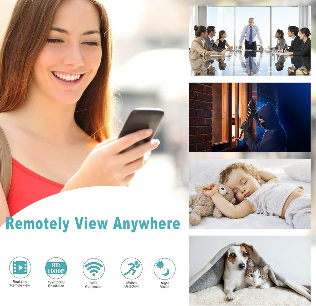 Smoke Detector Wireless Security Camera WiFi Indoor Camera Dome Surveillance System with Night Vision,Motion Detection, for Home - PuriLite