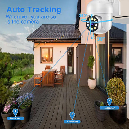 2K HD Security Camera Outdoor with 360° Pan-Tilt Motion Tracking, Home Camera Surveillance Exterieur, Wireless 2.4G WiFi Wired Security Camera, Full Color Night Vision, 2-Way Audio, Waterproof - PuriLite