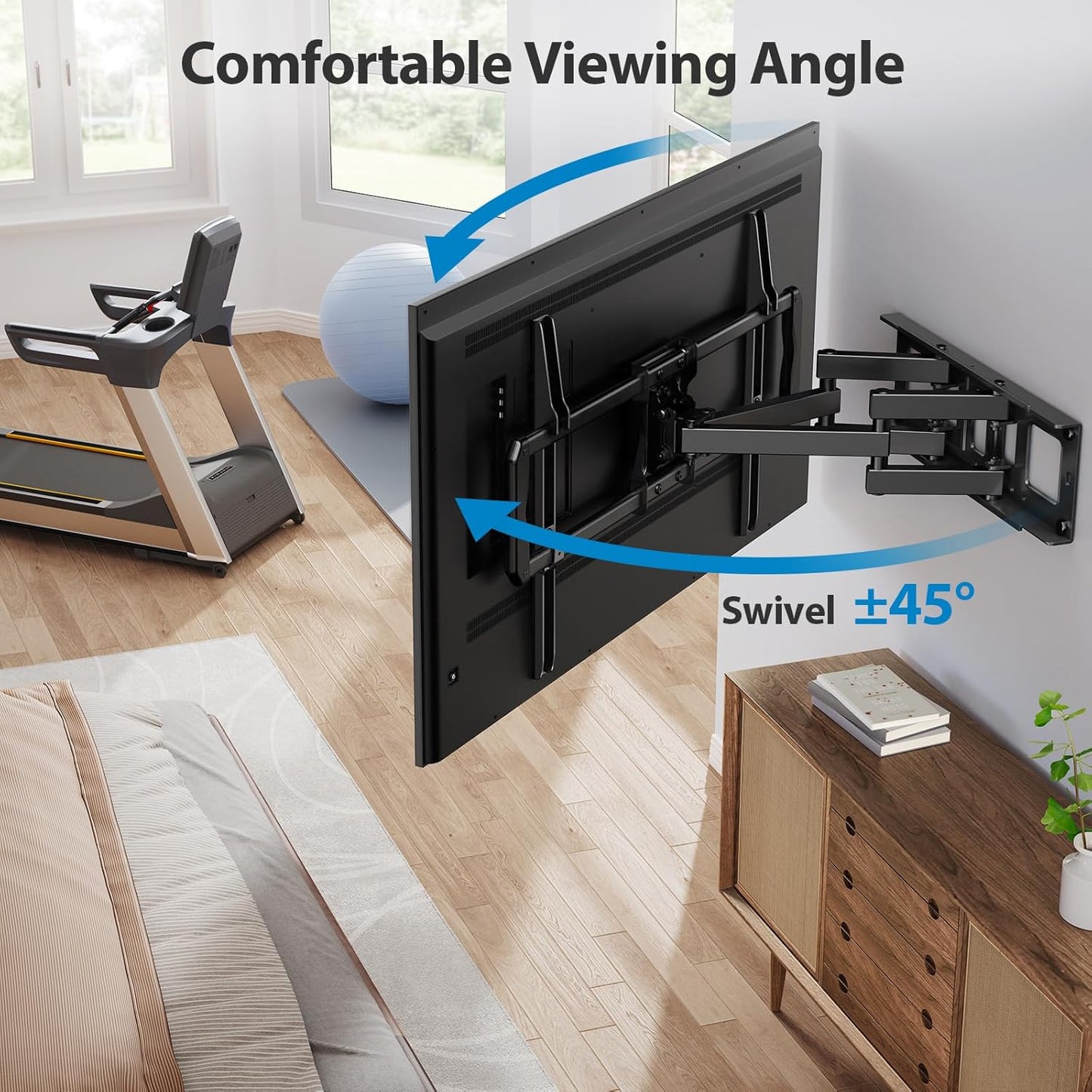 Pipishell Full-Motion TV Wall Mount for Most 37–75 Inch TVs up to 100 lbs, Wall Mount TV Bracket with Dual Articulating Arms, Extension, Swivel, Tilt, Fits 16" Wood Studs, 600 x 400mm Max VESA, PILF8 - PuriLite