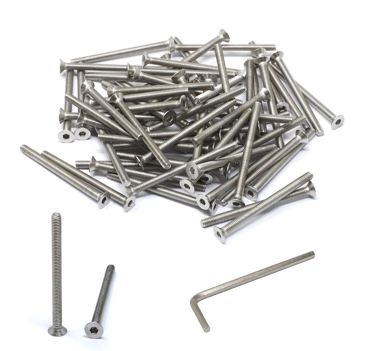 iexcell 5 Pcs M8 x 80mm Thread Pitch 1.25 mm Stainless Steel 304 Hex Socket Flat Head Cap Screws Bolts Kit - PuriLite