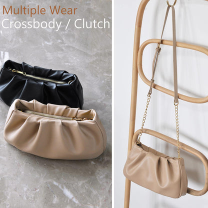 Cloud Pouch Bag Women Shoulder Handbag Soft Vegan Leather Vintage Hobo Chain Cross body Bag - PuriLite