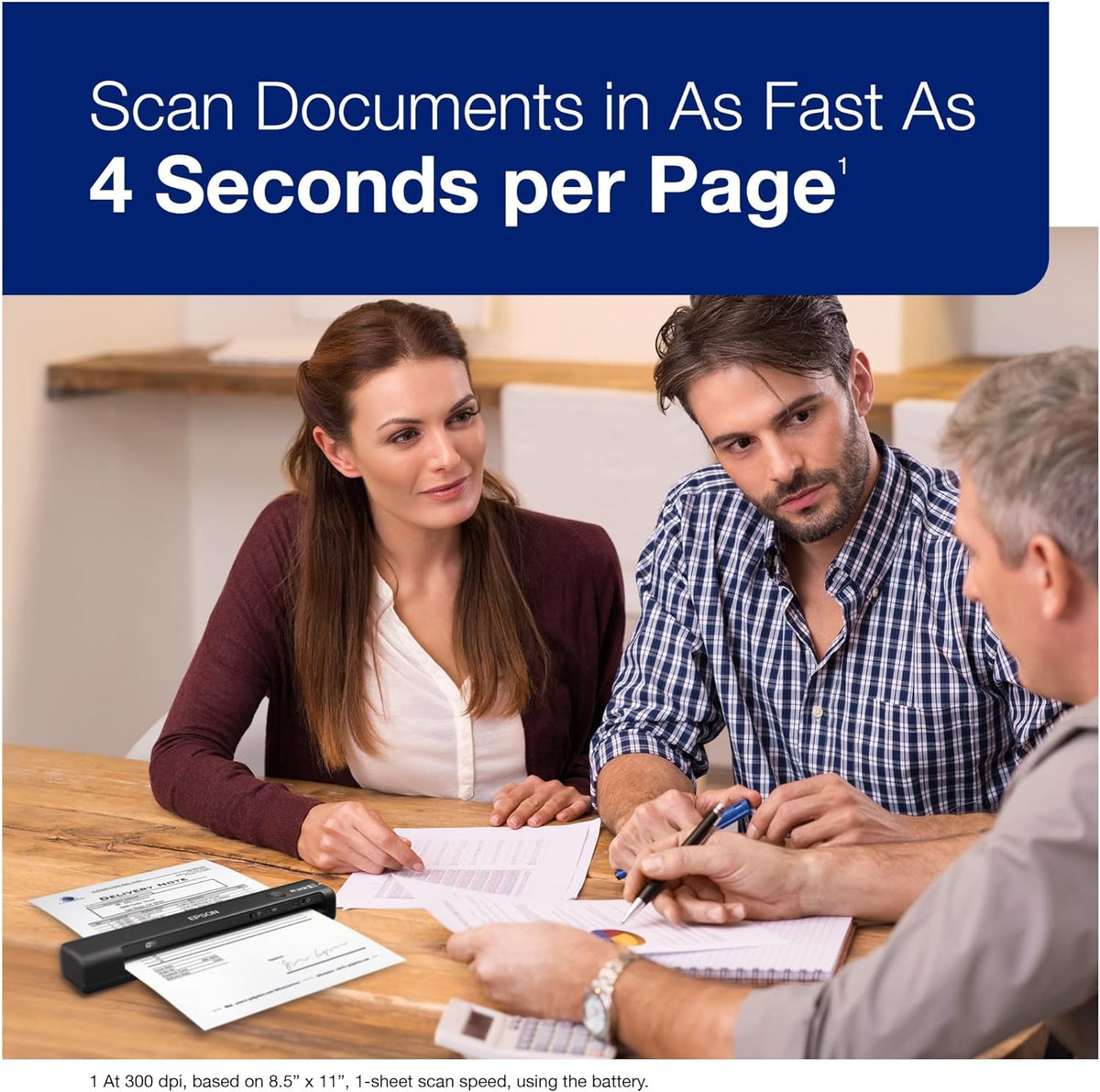 Epson WorkForce ES-50 Portable Sheet-fed Document Scanner for PC and Mac, Black - PuriLite