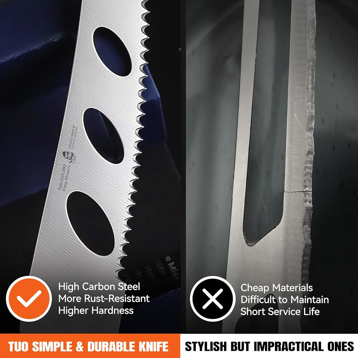 TUO Boning Knife - Razor Sharp Fillet Knife - High Carbon German Stainless Steel Kitchen Cutlery - Pakkawood Handle - Luxurious Gift Box Included - 7 inch - Fiery Phoenix Series - PuriLite