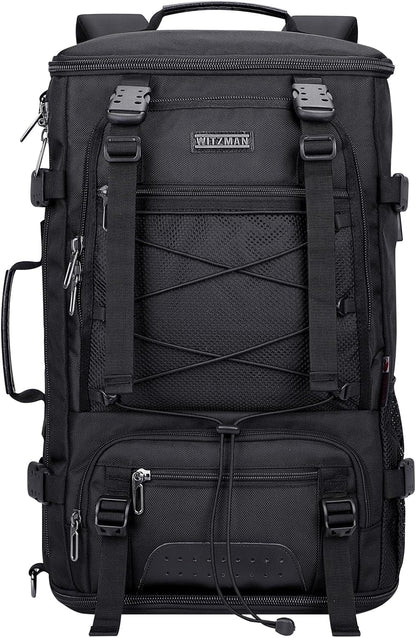 WITZMAN Travel Backpack for Men Large Carry on Backpack Convertible 3 in 1 Bags with Shoe Compartment Fit 17 Inch Laptop(B689 Black) - PuriLite
