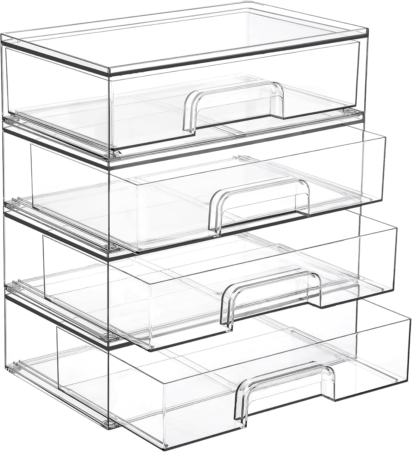Vtopmart 3 Pack Stackable Clear Plastic Drawer Organizer, Makeup Organizers and Storage for Eyeshadow Palettes, Cosmetics, Beauty Supplies, Ideal for Vanity, Desk, Office, Bathroom Organization - PuriLite
